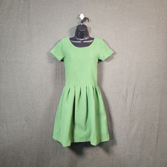 GANNI Dress Womens EU M US 6 Kelly Green Textured Fit & Flare Mini Stretch Comfy - Picture 1 of 12